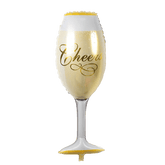 PartyCorp Happy Birthday Champagne Glass Cheers and Stars Gold and Blue Balloon Bouquet, Birthday Decoration Set for Adults, DIY Pack of 5
